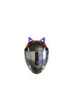 Kask süsü -3 lü set Kedi kulağı,kask boynuzu ve Rüzgar Tutmaz kedi kulağı sağ sol takım MOR
