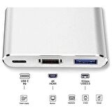 Macbook Uyumlu 4K Full Hd 1080P Type C To 3 Portlu HDMI - USB 3.0 - Pd Çevirici Hub Adaptör3'in 1 Dönüştürücü