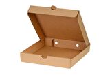 Baskılı E Dalga Kare Kıymalı Peynirli Pide Kutusu Kraft Karton - 26x26x4 Cm. - 100 Adet