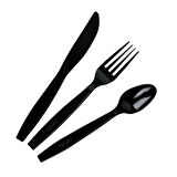 Plastik Siyah Kaşık - Parti Davet Piknik Çorba Yemek Kaşığı - 18 Cm. - 100'lü 3 Paket