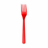 Plastik Kırmızı Renkli Lüx Parti Doğum Günü Çatal - 18 Cm. - 25 Adetlik 10 Paket