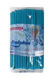 Dolphin Frozen Kalın Kokteyl Buzlu İçecek Pipet - Düz - Turkuaz - 22Cm. - 8mm. -100 Adetlik 10 Paket