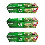 İlka Şeffaf Mutfak Rulo Streç Film Folyo - 30 Cm. x 300 Metre - Gıdaya Uygun - 3 Paket