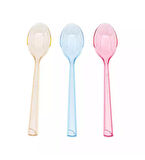 Plastik Şeffaf Pembe Sup Kaşık - Tatlı Dondurma Kaşığı - 12.5 Cm. - 50 Adetlik 5 Paket