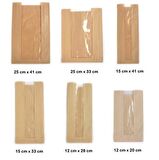 Pencereli Kraft Baget Ekmek Fırın Kese Kağıdı - Orta boy - 15 x 41 Cm. - 0.510 Kg. - 5 Paket