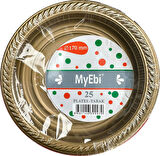 My-Ebi Altın Renkli Parti Davet Plastik Tabak - 17 Cm. - 25 Adetlik Paket