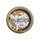 My-Ebi Altın Renkli Parti Davet Plastik Tabak - 17 Cm. - 25 Adetlik Paket