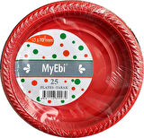 My-Ebi Kırmızı Renkli Parti Davet Plastik Tabak - 17 Cm. - 25 Adetlik Paket