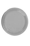 Kullan At Renkli Gri Parti Davet Plastik Tabak - 22 Cm. - 25 Adetlik Paket