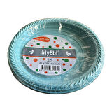Roll-Up Kullan At Renkli Turkuaz Parti Davet Plastik Tabak - 22 Cm. - 25 Adetlik Paket