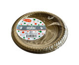 Kullan At Altın Renkli Parti Davet Plastik Tabak - 22 Cm. - 25 Adetlik 5 Paket