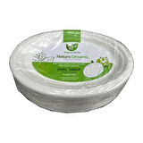 Roll-Up Nature Ekolojik Karton Kağıt Tek Kullanımlık Oval Tabak - 20x26 Cm. - 25 Adetlik 1 Paket