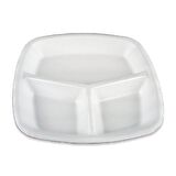 Dağyüce Tek Kullanımlık Köpük 3 Bölmeli Tabldot Köpük Tabak - 23.5x25 Cm. - 10 Adetlik 10 Paket
