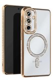 Galaxy S25 Kılıf Joke Simli Magneticsafe Kılıf - Gold