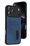 Newface Apple İphone  Pro Max Sara Kartvizitli Deri Kılıf - Lacivert