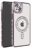 Newface Apple İphone 15 Kılıf Joke Simli Magneticsafe Kılıf - Derin Mor