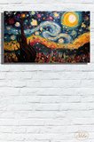 Tekli, Yatay, Kanvas, Dekoratif, Duvar, Tablosu , Yıldızlı Gece, Vincent Van Gogh,
