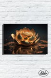 Tekli Yatay Kanvas Dekoratif Salon Yatak Odası Mutfak Ofis Duvar Tablosu 3D Altın Lotus Çiçeği