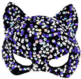 Siyah Kadife Mor Beyaz Pullu Parti Maskesi