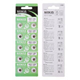 Komax Ag-0 Alkalin Lr521/379 Düğme Pil 10'Lu Paket