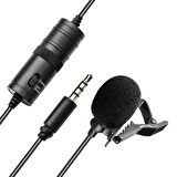 Haiki Hk-401 Profesyonel Youtuber Kamera Telefon Yaka Mikrofonu (6 Metre Kablolu)