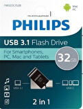 Fm32Dc152B/00 32Gb 2 In 1 Type-C/Usb 3.1 Siyah Gri Usb Bellek