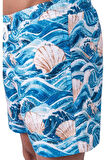 Bronz Ocean Wave Erkek Deniz Şortu Hızlı Kuruyan AquaDry Kumaş, Mavi Tonlar, Fermuarlı Cepli