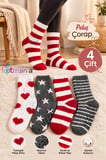 Peluş Kadın Silikon Tabanlı 4''Çift Çorap Seti (EXTRA SOFT)