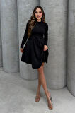Lesa Wear Yumuşacık Likralı Simli Mini Gece Elbisesi