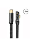 Usams SJ583 20W Lightning to Type-C Dirsek Hızlı Şarj ve Veri Kablosu 1.2m Şeffaf Siyah