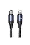 Usams SJ522 20W Lightning Hızlı Şarj ve Veri Aktarımı PD(60W) / (20W) Örgü Siyah 2M