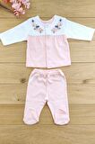Kız Bebek Pembe 10'lu hastane çıkışı Natural  İşlemeli Set STL4663