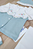 Kız Bebek Natural Yeşil İşlemeli süslü Lüks 10 Lu Hastane Çıkışı Set STL6064