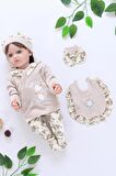 Kız Bebek Kahverengi 5 Li Fistolu Dantelli Lüks Hastane Çıkışı Seti STL6499