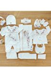 Kız Bebek Ekru 10'lu Hastane Çıkışı Natural Işlemeli Set STL4663