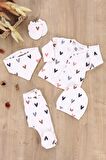 Kız Erkek Bebek Natural Pamuk Kumaş 5 Li Hastane Çıkışı Yenidoğan Set STL6608