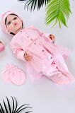 Kız Bebek Dantelli Lüks Bebek Hastane Çıkışı Mevlüt ve Özel Günler İçin Harika Tulum Set STL6492