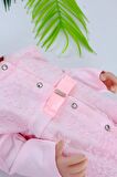 Kız Bebek Dantelli Lüks Bebek Hastane Çıkışı Mevlüt ve Özel Günler İçin Harika Tulum Set STL6492