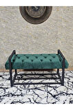 Siyah Boyalı Metal 80 cm Puf Bench - Antre Puf - Hol Bench - Puf - Oturak - Bench Yeşil Renk 90 x 45 Boyut/Ebat