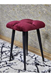Kare Siyah Boyalı Konik Ayaklı Tabure - Oturak - Bar Taburesi - Ayaklı Tabure Bordo Renk 48 x 33 Boyut/Ebat