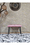 Metal Siyah Tel Ayaklı 60 cm Puf Bench - Puf - Bench - Oturak - Mutfak Oturağı - Antre Oturağı Pembe Renk 60 x 40 Boyut/Ebat