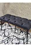 Metal Siyah Tel Ayaklı 100 cm Puf Bench - Puf - Bench - Oturak - Mutfak Oturağı - Antre Oturağı Füme Renk 100 x 40 Boyut/Ebat