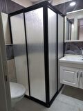 80x80 Teknesiz Duşakabin Siyah Profil plastik Camlı