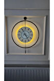 (XXL BÜYÜKBOY) Siyah Love Time Cm - Pilli Led - Modern Dekoratif Metal Camlı Duvar Saati