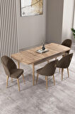 Arya Siyah Mermer Desen 80x132 MDF Açılabilir Yemek Masası Takımı 6  Sandalye