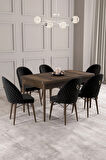 Calvin Barok Desen 80x132 MDF Açılabilir Mutfak Masası Takımı 6  Sandalye