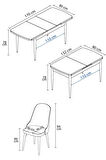 Ikon Barok Desen 80x132 Açılabilir Mdf Masa Yemek Odası Takımı, Mutfak Takımı 6 Adet Sandalye