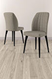 Milas Beyaz Mermer Desen 80x132 MDF Açılabilir Mutfak Masası Takımı 6  Sandalye