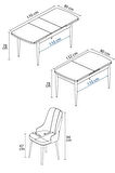Milas Meşe Desen 80x132 MDF Açılabilir Yemek Masası Takımı 6  Sandalye