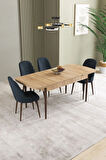 Calvin Beyaz Mermer Desen 80x132 MDF Açılabilir Mutfak Masası Takımı 4 Sandalye, 1 Bench